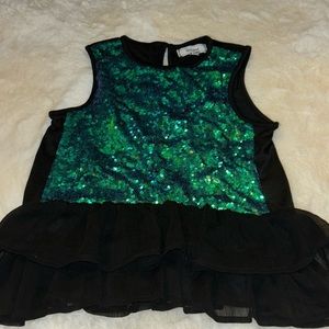 Disney girls green sequin sparkle dressy  tank top